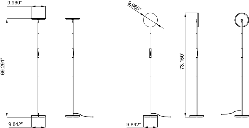 3CCT Dimming Floor Lamp size