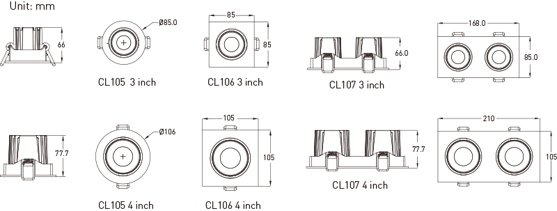 Narrow Frame Downlight CL105