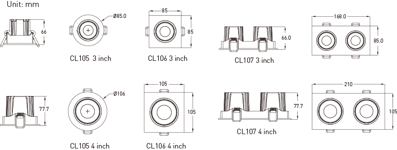 Narrow Frame Downlight CL106