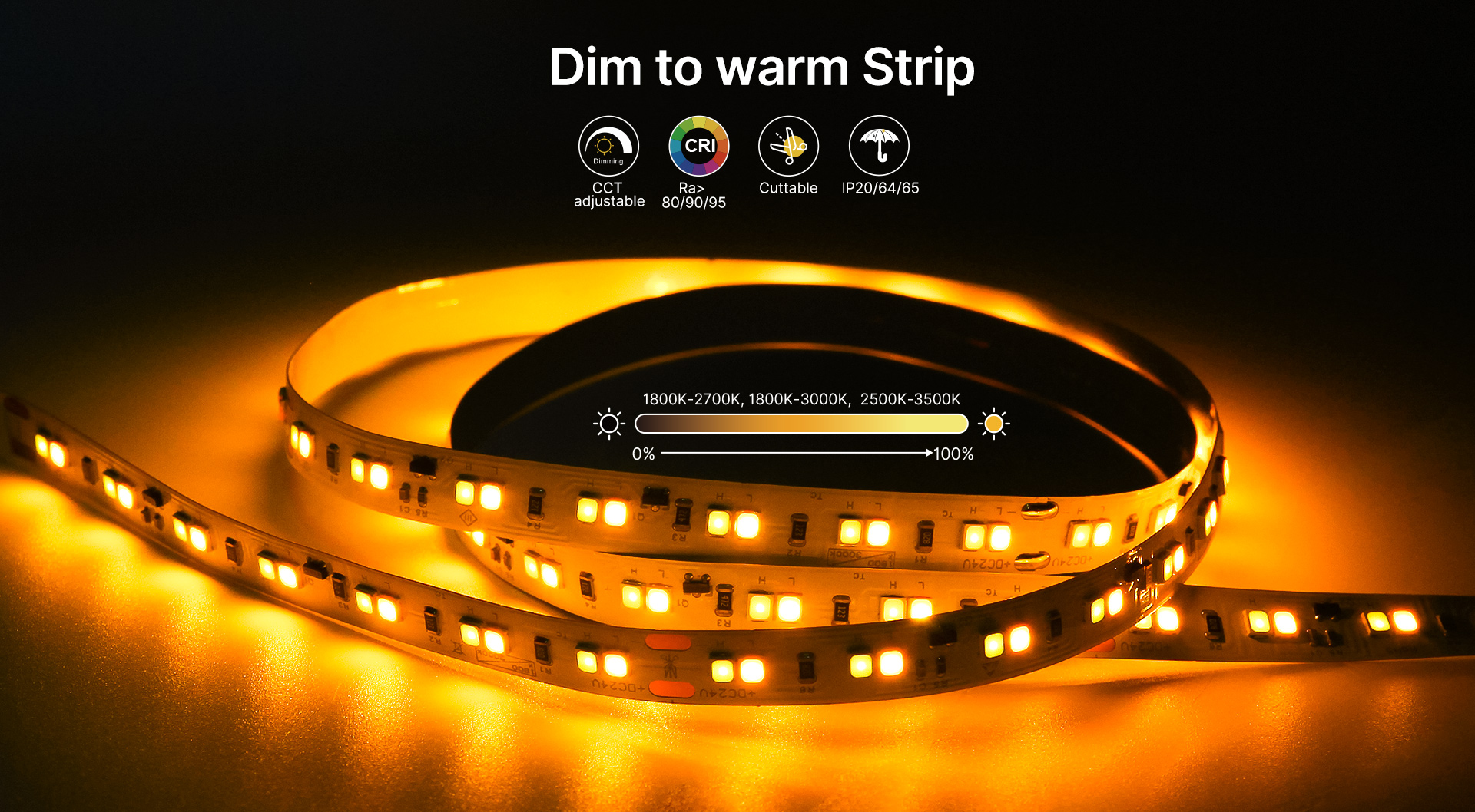 dim to warm adjustable strip