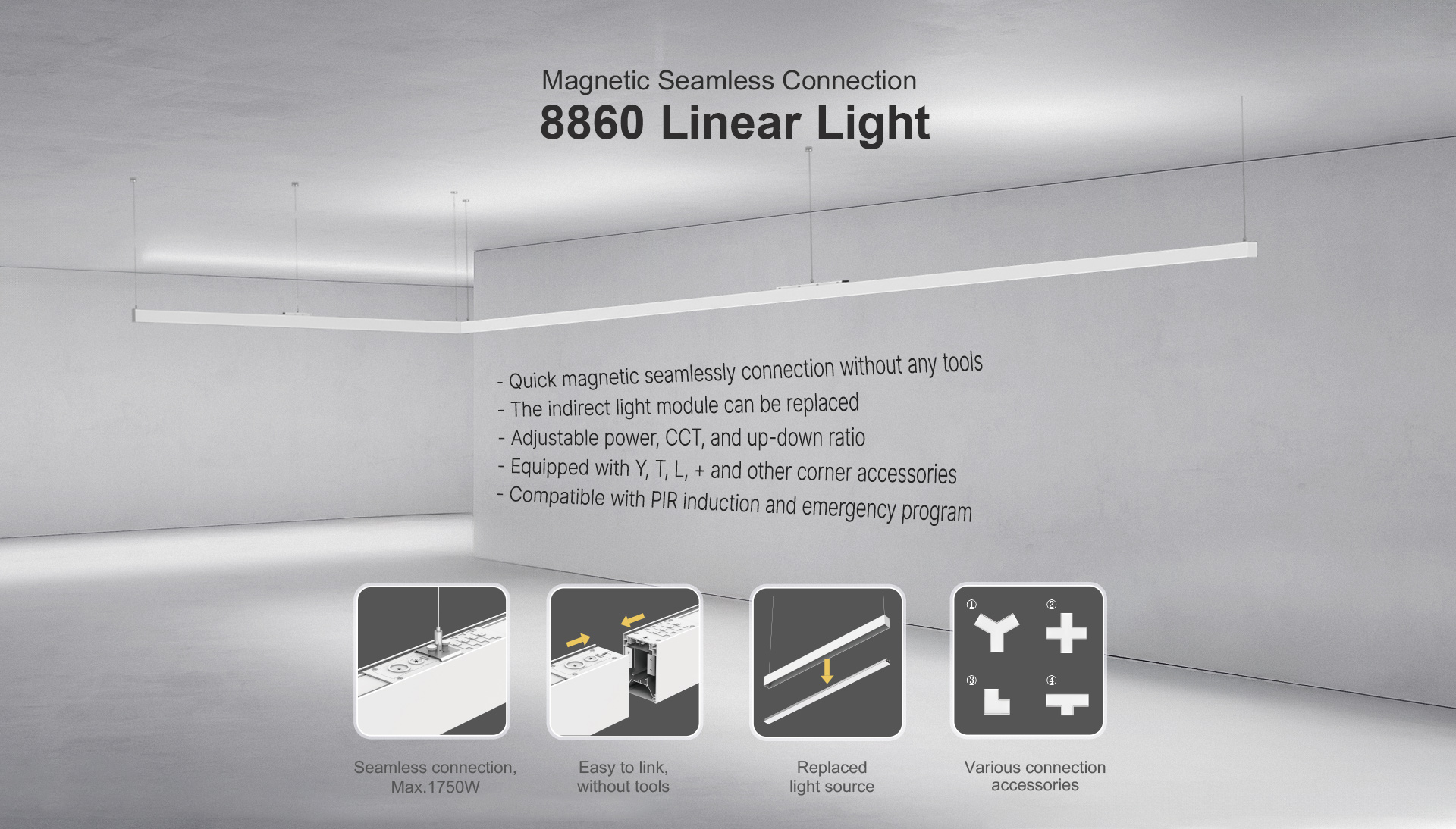 Magnetic Seamless Connection 8860 linear light